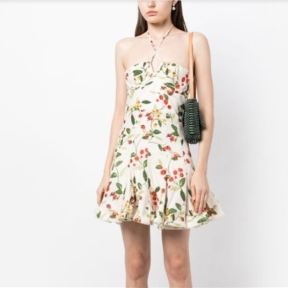 Agua By Agua Bendita Anturio Fruit Print linen dress Size Large